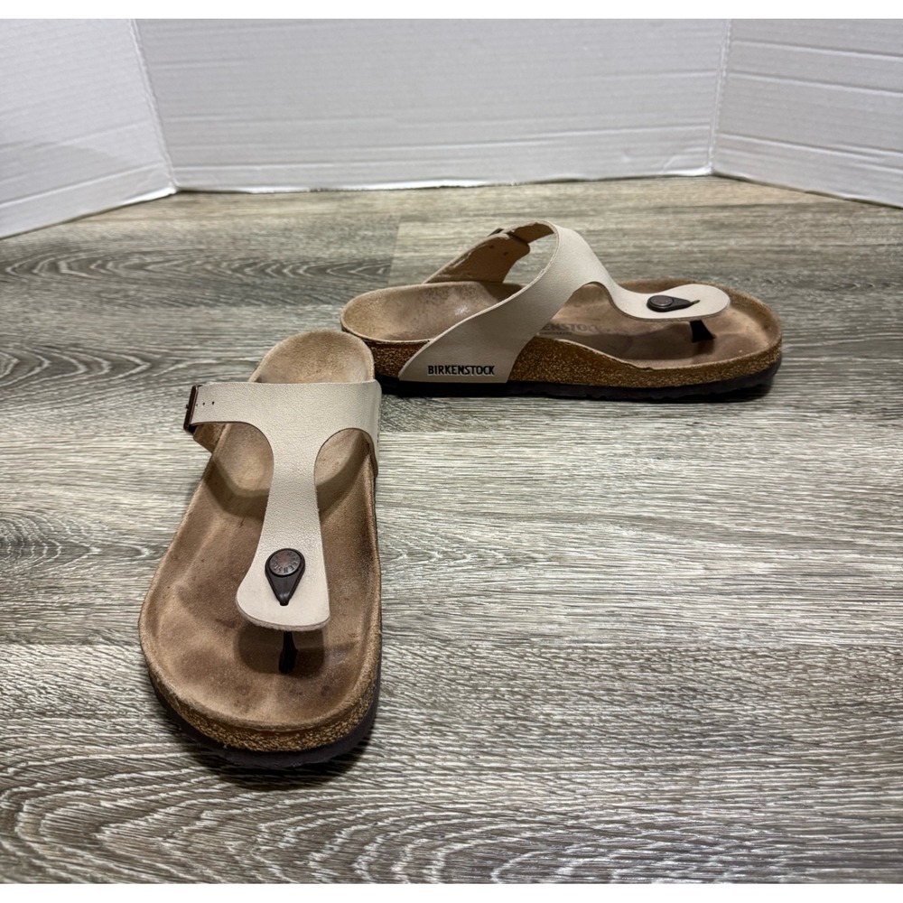 Birkenstock Gizeh Birko-Flor Cream Thong Sandals Womens 39 L8 M6 Made in Germany